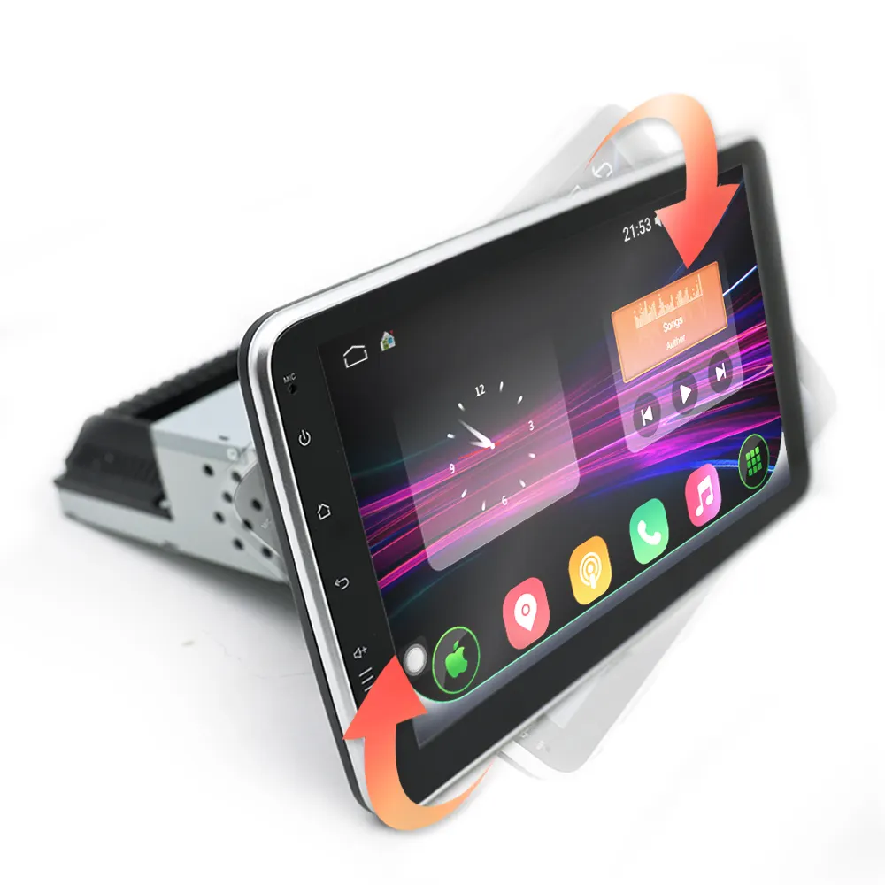 Écran rotatif 10 pouces universel multimédia autoradio gps sans fil carplay 1 din android autoradio