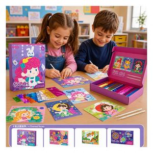 Kit de coloriage créatif en feuille pour filles, ensemble de toiles et autocollants holographiques, entraînement à la concentration, cadeau de fête ou de vacances - Product Image 3