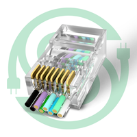 8P8C Connecteur réseau en cristal non blindé RJ45 CAT6 Contact en cuivre à double rangée perforé Trou traversant Tête perforée 8P8C