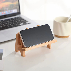 <b>Mini</b> Wooden Phone Stand Desktop Chair Portable Adjustable Mobile Holder 16X6.5X10.6cm Tree Material <b>Desk</b> Use - Product Image 1
