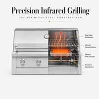 Barbecue à gaz en acier inoxydable de qualité supérieure de 42 pouces pour les fêtes, cuisine extérieure de luxe, 4 brûleurs, grill infrarouge intégré