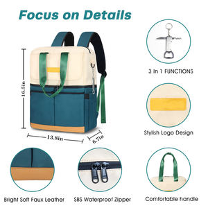 Double <span class=keywords><strong>Decker</strong></span> Garde le froid Sac à dos étanche Élégant pour femmes Imperméable Pique-nique Sac isotherme Voyage Travail Plage Sac à lunch isotherme - Product Image 5