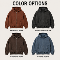 Sweat à capuche zippé surdimensionné en coton délavé et vieilli, personnalisable, marque privée, épais, pour homme