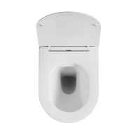 WC Monoblocco Allungato in Ceramica Bianca da Parete con Doppio Scarico e Superficie Smaltata Facile da Pulire per Bagno e Lavabo