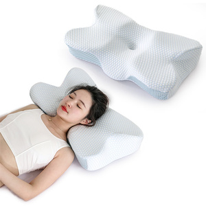 Yeni stil ergonomik kavisli kelebek şekli bellek köpük boyun destek yastığı yatak yastık