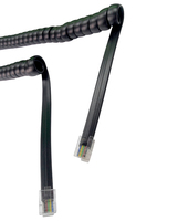 Câble spiralé CE Rohs UL 6 conducteurs 26 AWG, gaine noire mate, RJ12 6P6C plat pour données, voix et vidéo