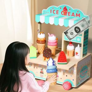 Regalos de Cumpleaños, Carrito de Madera, Juego de Imitación de Camión de Comida, Juguetes Versátiles de Helados para Niñas - Product Image 3