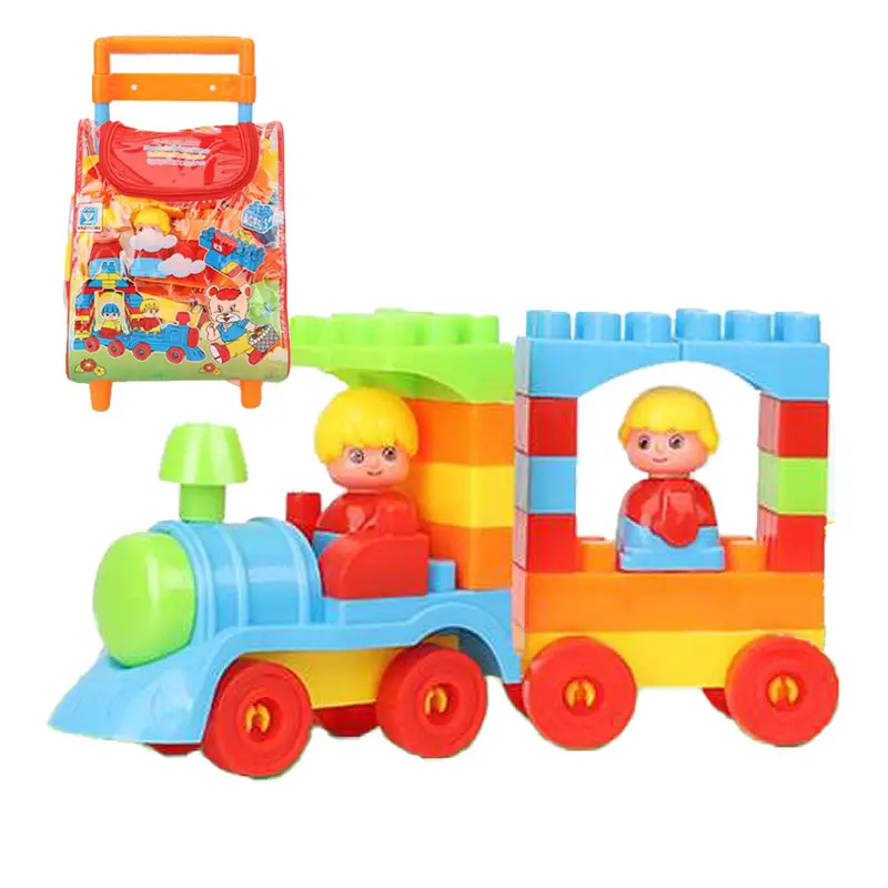 Özel 98 adet Diy yaratıcı tren montaj mermi yapı taşı şekil setleri sırt çantası oyuncaklar çocuklar için