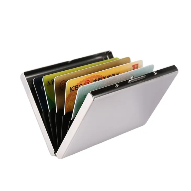 New design Business Gifts Supplies Steel Credit Card Box folding metal RFID Blocking credit card case