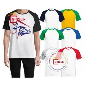Бейсбольная футболка американского размера с сублимационной печатью, 100% Полиэстеровые цветные футболки с коротким рукавом, футболки с Регланом для женщин и мужчин