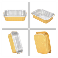 Barquette alimentaire rectangulaire en aluminium C750 de 750 ml à parois lisses, réutilisable, hermétique et jetable