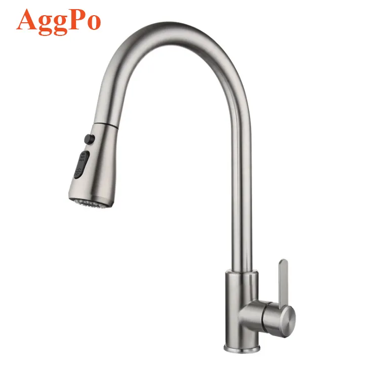 Pull heraus Kitchen Faucet 304 Stainless Steel Kitchen Sink Faucets mit Pull Down Sprayer und On/Off Button On die Head