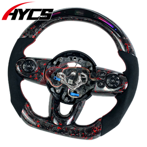 Accessoires de voiture pour BMW <span class=keywords><strong>Mini</strong></span> R56 F55 F56 <span class=keywords><strong>Cooper</strong></span> S <span class=keywords><strong>JCW</strong></span> R50 F57 R57 R55 F60 F54 <span class=keywords><strong>Volant</strong></span> en fibre de carbone forgée avec LED et indicateur de régime - Product Image 2