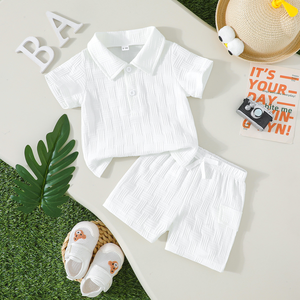 高品質サマーキッズ服スーツ 0-36ヶ月 ファッションベビーボーイ 半袖ポロシャツ ショートパンツ 2点セット - Product Image 2