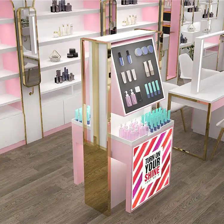 Stasiun Makeup Kios Perlengkapan Toko Mewah Ritel untuk Stan Pajangan Kosmetik Furnitur Toko