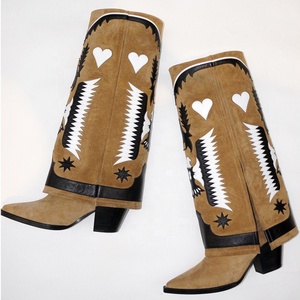 Botas Altas Retro Estilo Western para Mujer, Invierno, Tacón Medio Grueso, Talla Grande 43 - Product Image 5