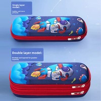 Kotak Pensil 3D Dua Lapis Kapasitas Besar untuk Siswa Sekolah Dasar Anak Laki-laki & Perempuan Tas Alat Tulis Resleting Kotak Pensil Anak