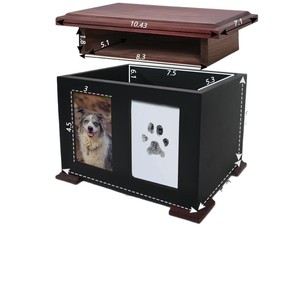 Urne funéraire en bois pour animaux de compagnie avec cadre photo et emplacement pour empreinte de patte, boîte à cendres commémorative pour chiens et chats, cercueil d'hommage funéraire - Product Image 1
