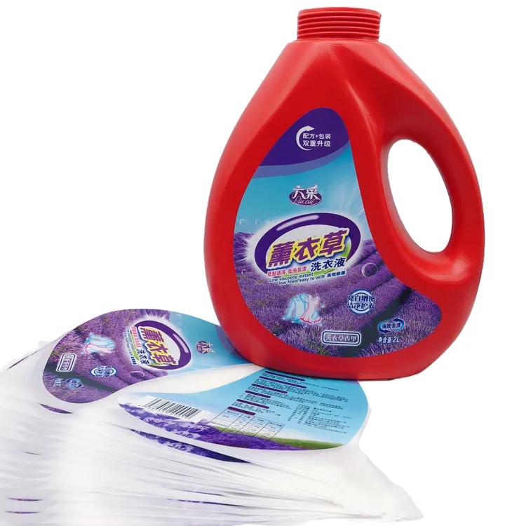 Hoge Kwaliteit Paars Huishoudelijke Wasmiddel Sticker Custom Label Waterdichte Label Voor Wassen En Zorg Producten