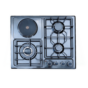 Table de cuisson en acier inoxydable à quatre brûleurs, <span class=keywords><strong>gaz</strong></span> naturel et GPL, alimentation par batterie, allumage électronique, installation encastrée pour usage hôtelier - Product Image 4