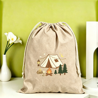 Sac cadeau en toile réutilisable à cordon, motif dessin animé, pochette de rangement souple, écologique, pour foire, marché, stand de vente au détail