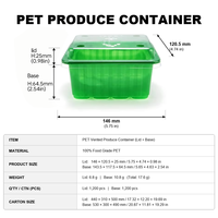 Boîtes en plastique PET pour légumes et fruits de supermarché, fabrication directe d'usine, boîtes pour champignons
