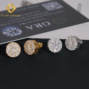 เครื่องประดับฮิปฮอปคุณภาพดีต่างหูเม็ดกลมขนาด11มม. ต่างหู925เงินโมอิสซาไนต์สำหรับผู้ชายและผู้หญิง - Product Image 4