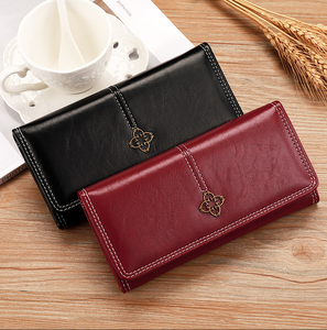 Portefeuille long en PU pour femme, style rétro européen et américain, avec fermeture éclair, grande capacité, multi-cartes, porte-monnaie - Product Image 1