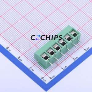 DB126V-5.0-6P-GN-P Screw Terminal Block Through hole Component (THT),P=5mm Connector 1x6P 5mm Green Through Hole - Product Image 2