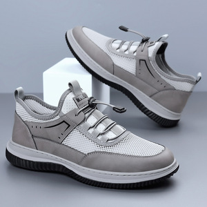 Chaussures de sport respirantes en mesh pour homme Tide, blanches, basses, à bout rond, pour l'été, décontractées, résistantes à l'usure, antidérapantes, à enfiler - Product Image 4