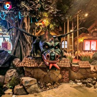 Dragon volant animatronique mural de 4 m, statue réaliste de dragon occidental pour parc à thème, maison hantée