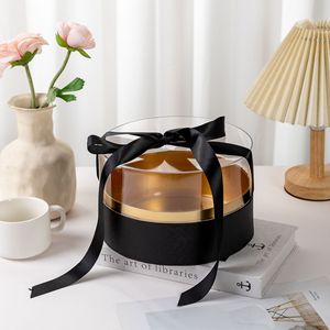 Wholesale Luxury Acrylic Transparent Round Flower <strong>Box</strong> Chocolate Flower <strong>Gift</strong> <strong>Box</strong> with Ribbon - Product Image 2