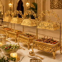 Réchaud alimentaire décoratif plaqué or pour buffet de banquet