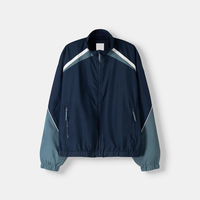 Herren Color Block Patchwork Piping Track Wind breaker Jacke Street Style Marineblau Weiß EU US AU Urban Outfits Streetwear