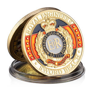 Royaume-Uni Royal Engineers Normandy Landing Sword Beach Souvenir Coin Pièce commémorative plaquée or - Product Image 1