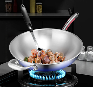 Juego de Wok antiadherente 304SS, mango de Metal resistente al calor, estufa de Gas de freidora profunda de <span class=keywords><strong>3</strong></span> capas, utensilios de cocina compatibles con tapa de vidrio templado de varios tamaños para - Product Image 6