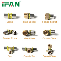 IFAN Fabricant PEX Al Raccords PEX Couleur jaune 16-32mm Presse en laiton Plomberie Raccords PEX