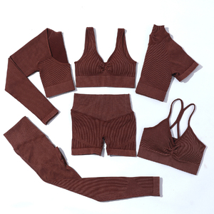 Ensemble <span class=keywords><strong>de</strong></span> Yoga Sans Coutures Effet Sablé Très Vendu 6 Pièces <span class=keywords><strong>Tenue</strong></span> <span class=keywords><strong>de</strong></span> Sport Séchage Rapide Legging <span class=keywords><strong>de</strong></span> <span class=keywords><strong>Course</strong></span> Ensemble <span class=keywords><strong>de</strong></span> Yoga Vêtements <span class=keywords><strong>de</strong></span> Sport pour Femme - Product Image 4