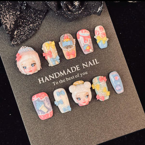 Uñas Postizas Acrílicas Cortas y Bonitas, Pintadas a Mano, Paquete de 10 Piezas, Uñas de <span class=keywords><strong>Gel</strong></span> 3D con Etiqueta Privada - Product Image 6