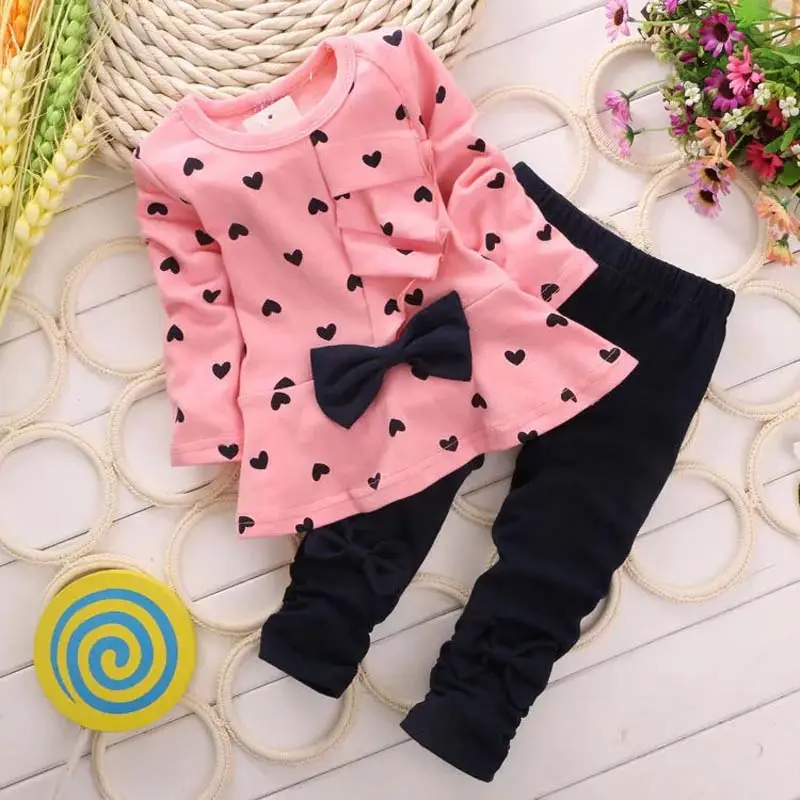 Girls' Clothing Sets Fall Spring Two Piece Outfits Dress Pants Cute Baby Girl Clothes Dot Printing Kids Casual Wear