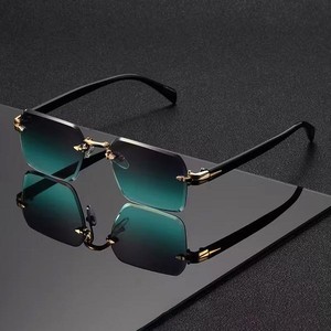 Lunettes <span class=keywords><strong>de</strong></span> soleil rectangulaires tendance rétro en alliage avec logo personnalisé 2026, protection UV400, sans monture, dégradées, pour hommes et femmes - Product Image 1