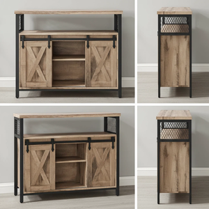 Muebles de <span class=keywords><strong>Cocina</strong></span> Estilo Rústico con Puertas Corredizas, Aparador, <span class=keywords><strong>Mueble</strong></span> para Comedor, Bar de Vinos y Café - Product Image 6