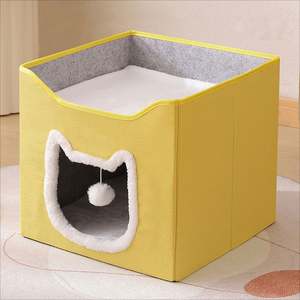 Grand lit pour chat moderne et mignon avec griffoir et boule moelleuse, cachette pliable pour chat - Product Image 2