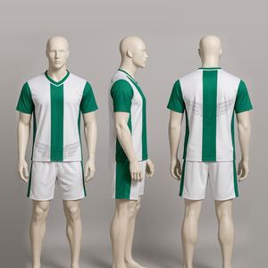Uniforme de Fútbol a Rayas al por Mayor OEM, Conjunto de Camiseta y Pantalones Cortos de Fútbol Personalizados para Hombre, Ropa Deportiva de Equipo - Product Image 4