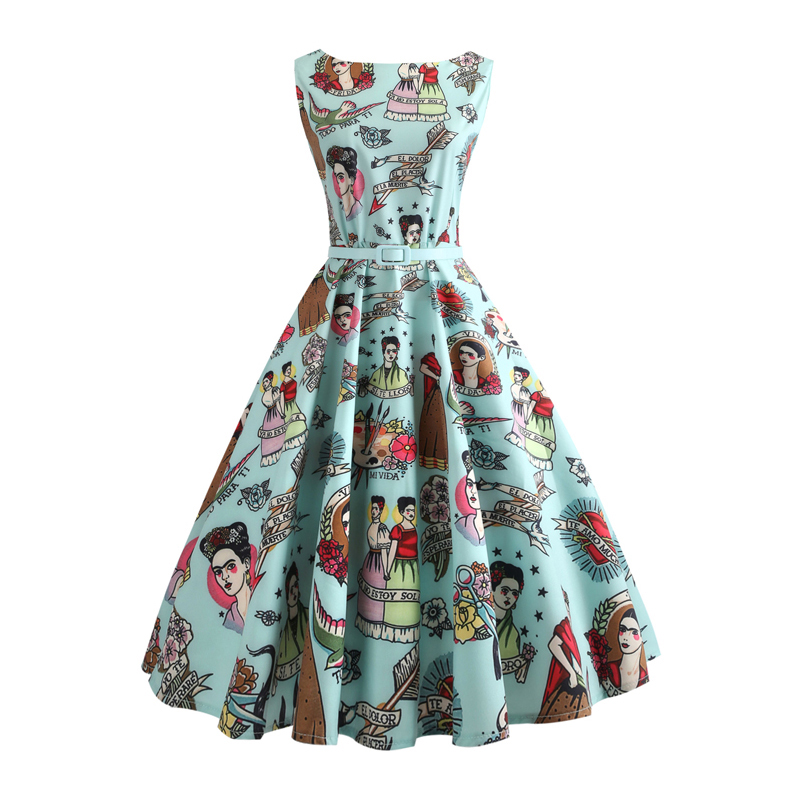 Wholesale Vintage Clothing 50s 60s Vintage 50s 60s Strawberry Novelty Print  Fit And Flare Dress