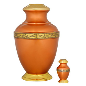 Hand Carved Brass Funeral Keepsake Urns Hand Engraved Stylish Funeral Supplies With Customization Available - Product Image 1