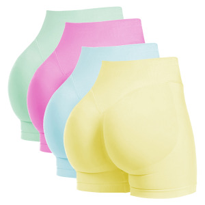 Shorts de yoga <span class=keywords><strong>rose</strong></span> taille haute pour <span class=keywords><strong>femme</strong></span>, effet ventre plat et lifting des fesses, séchage rapide et extensibles, pour fitness, course et cyclisme - Product Image 3
