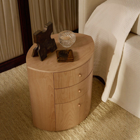 Table de chevet incurvée en bois de noyer à 3 tiroirs, mobilier de chambre moderne, fournisseur OEM