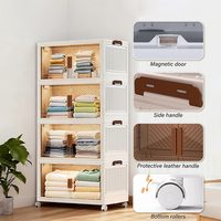 Armoire de rangement pliable empilable en plastique PP avec portes magnétiques doubles pour la maison, le bureau, la chambre, le rangement des vêtements, grande capacité