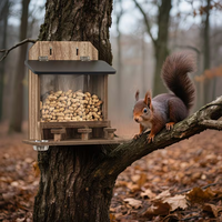 Mangeoire à écureuils en bois massif pour l'extérieur, résistante à l'humidité, pour noix et bâtonnets, mangeoire durable en bois pour animaux de compagnie